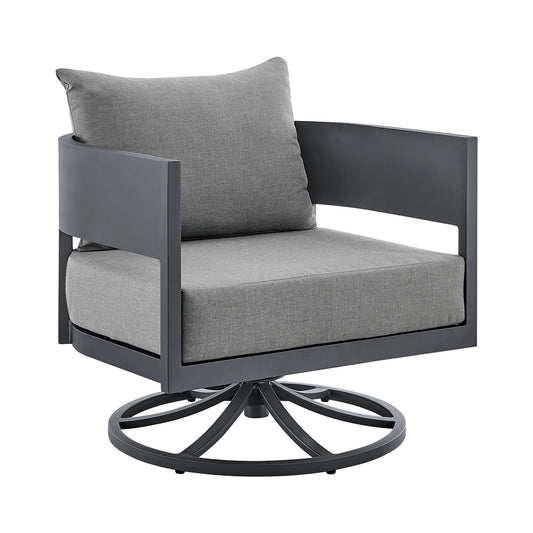 Menorca - Outdoor Patio Swivel Rocking Chair - Gray - Premium Swivel Chairs from Armen Living - Just $1505! Shop now at brett interiors