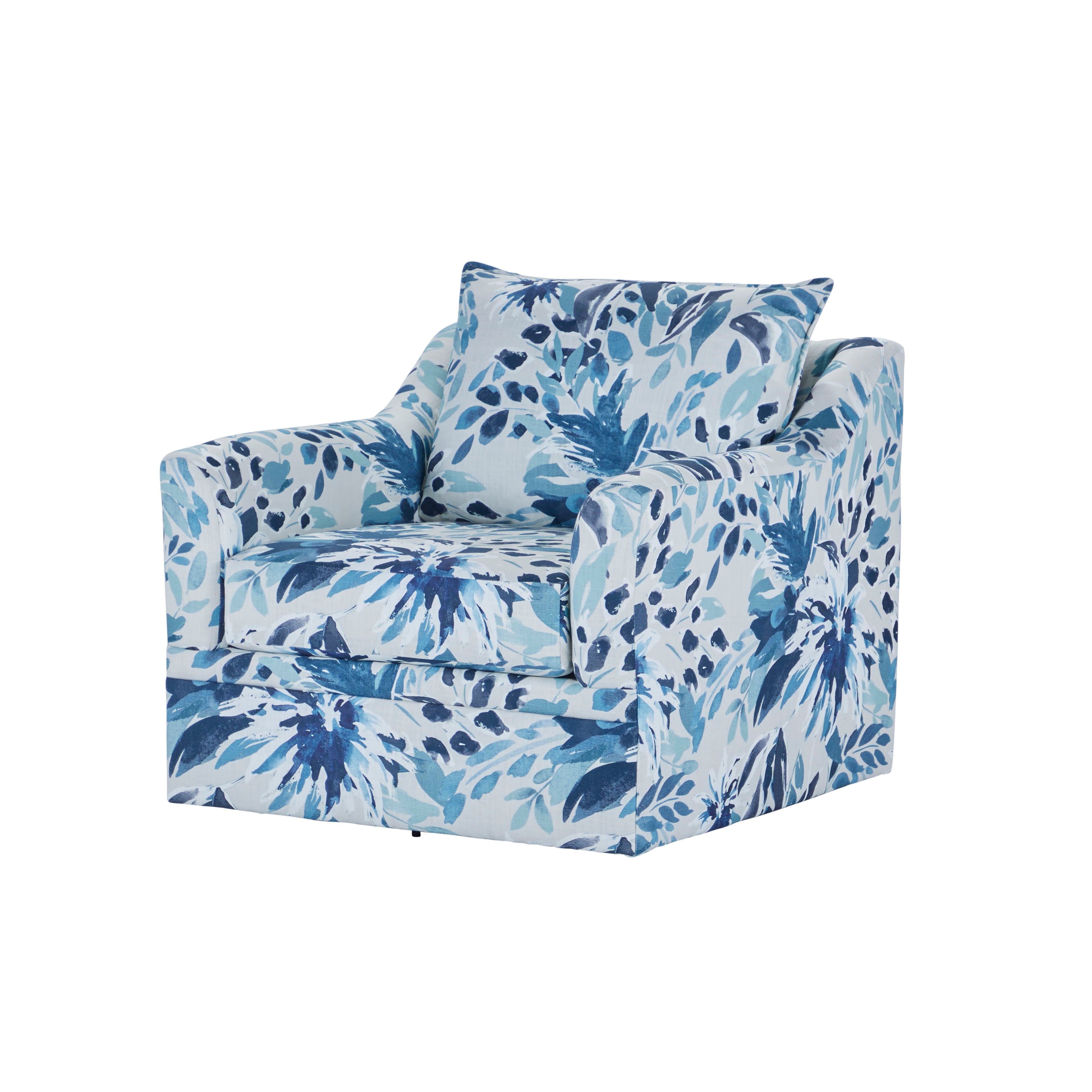 Sylvie - Swivel Chair - Blue / White - Premium Swivel Chairs from New Classic - Just $872.50! Shop now at brett interiors