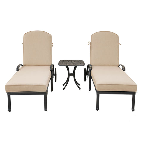 Reclining Chaise Lounge Set With Cushion And Table - Metal - Premium 3 Piece Outdoor Sets from Gather Craft - Just $1737! Shop now at brett interiors