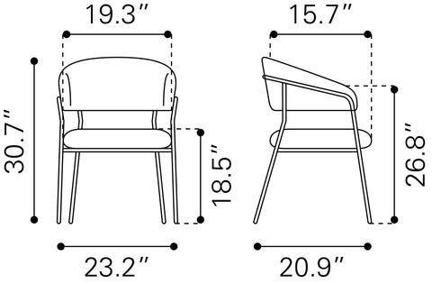 Josephine - Dining Chair (Set of 2) - Premium Chair Sets from Zuo Modern - Just $1150! Shop now at brett interiors