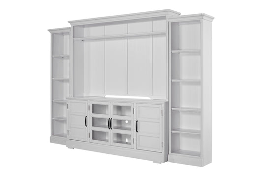 Shoreham - 4 Piece Entertainment Wall - Effortless White - Premium Library Walls from Parker House - Just $3492.50! Shop now at brett interiors