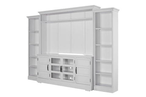 Shoreham - 4 Piece Entertainment Wall - Effortless White - Premium Library Walls from Parker House - Just $3492.50! Shop now at brett interiors