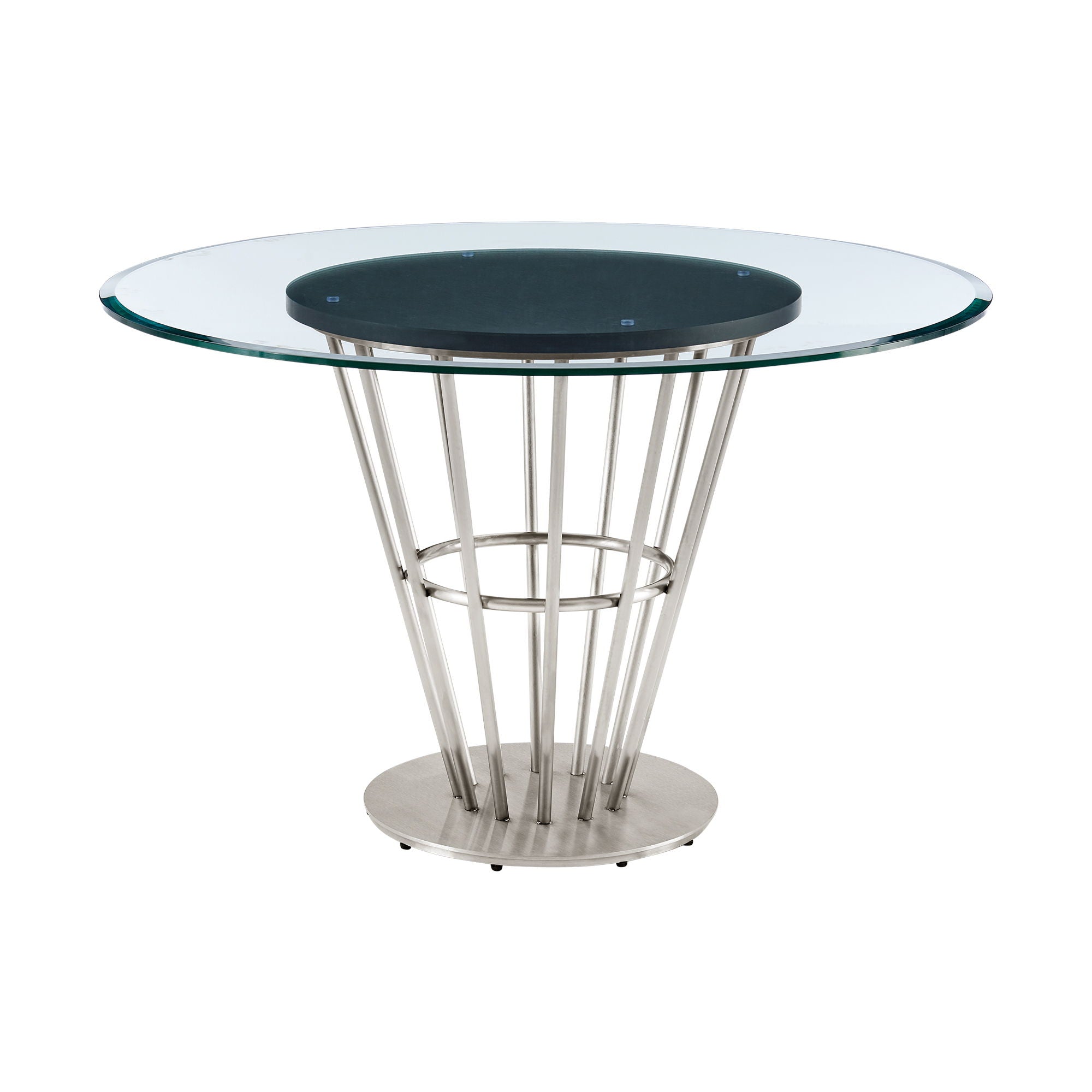 Veronica Shannon - Round Glass Dining Table Set - Brushed Legs - Premium 5 Piece Dining Room Sets from Armen Living - Just $3047.50! Shop now at brett interiors