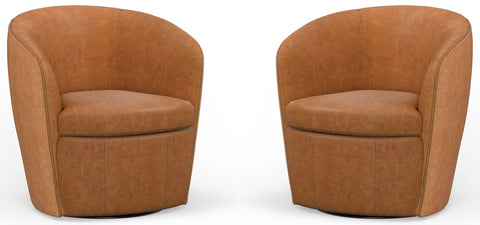 Barolo - 100% Italian Leather Swivel Club Chair (Set of 2) - Premium Chair Sets from Parker Living - Just $1095! Shop now at brett interiors