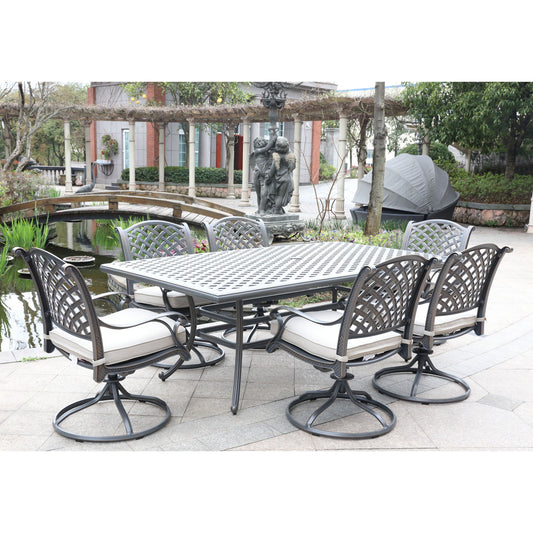 7 Piece Rectangular Dining Set With 6 Swivel Rockers - Dessert Night - Premium 7 Piece Outdoor Sets from Gather Craft - Just $3718! Shop now at brett interiors