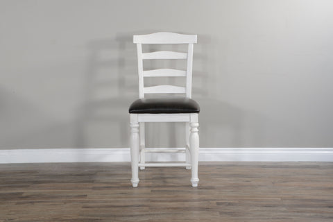 Carriage House - Ladderback Barstool With Cushion Seat - White / Black - Premium Side Chairs from Sunny Designs - Just $206! Shop now at brett interiors