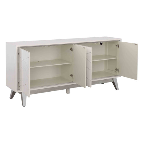 Summit - Four Door Credenza - White / Silver - Premium Credenzas from Coast2Coast Home - Just $3630! Shop now at brett interiors