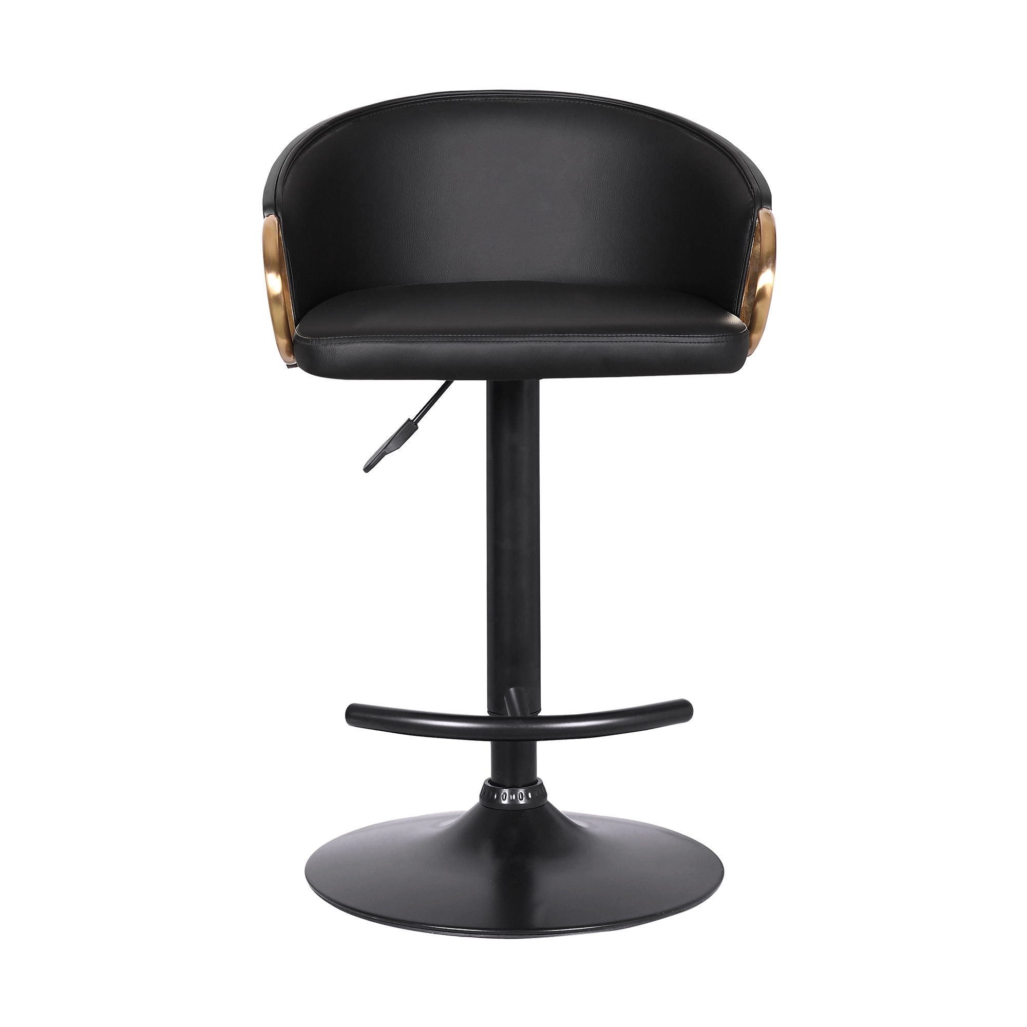 Solstice - Adjustable Black Swivel Barrstool - Black Powder / Gold - Premium Adjustable Height from Armen Living - Just $220! Shop now at brett interiors