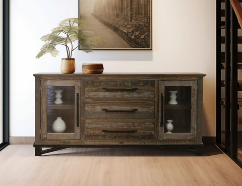 Loft Brown - Buffet With 3 Drawer / 2 Doors - Two Tone Gray / Brown - Premium Buffets from International Furniture Direct - Just $1087.50! Shop now at brett interiors