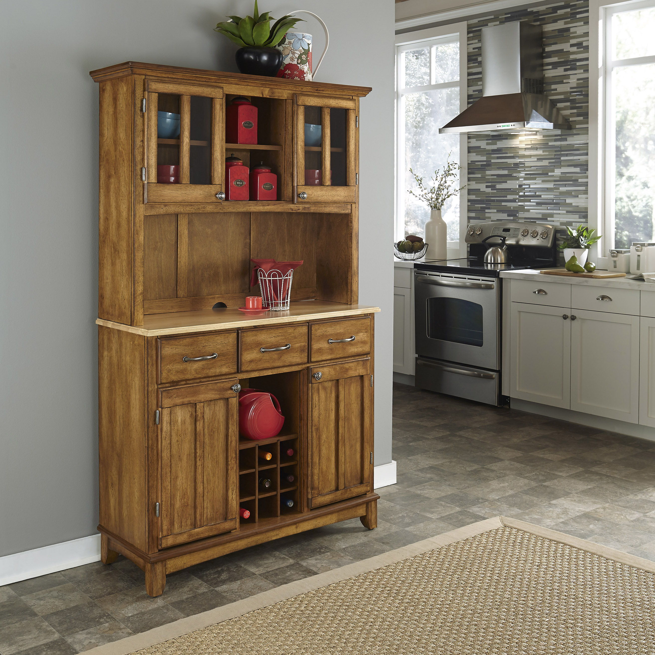 Hampton - Buffet With Hutch - Natural Wood Top - Premium Hutches & Buffets from Homestyles - Just $2124.98! Shop now at brett interiors