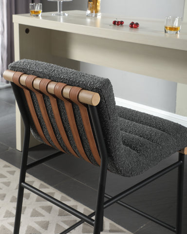 Lahni - 17" Boucle Fabric Counter Height Chair - Premium Counter Height (24"-27") from Lilola Home - Just $340! Shop now at brett interiors