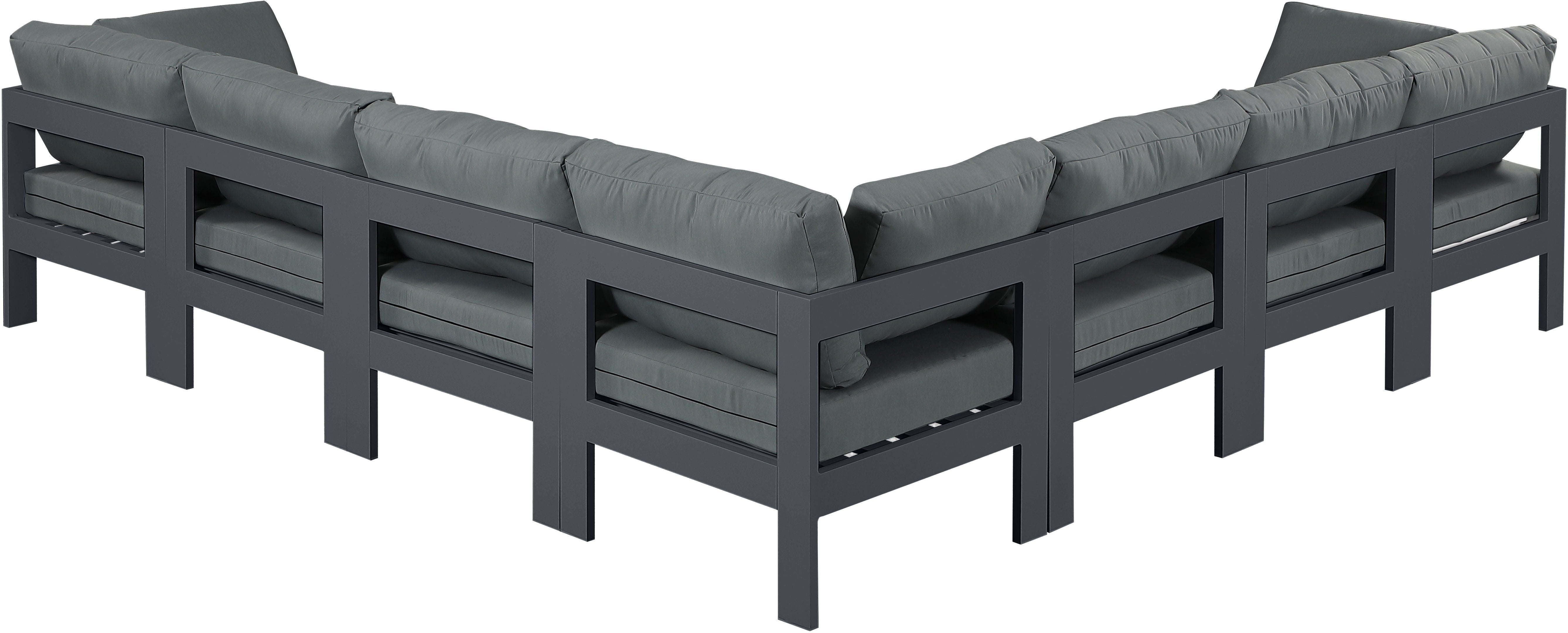 Nizuc - Outdoor Patio Modular Sectional 7 Piece - Gray Dark - Fabric - Premium Stationary Sectionals from Meridian Furniture - Just $6337.50! Shop now at brett interiors