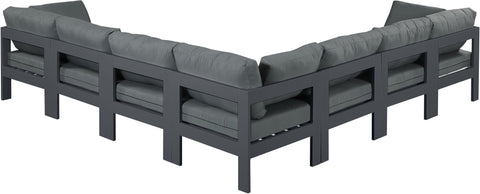 Nizuc - Outdoor Patio Modular Sectional 7 Piece - Gray Dark - Fabric - Premium Stationary Sectionals from Meridian Furniture - Just $6337.50! Shop now at brett interiors