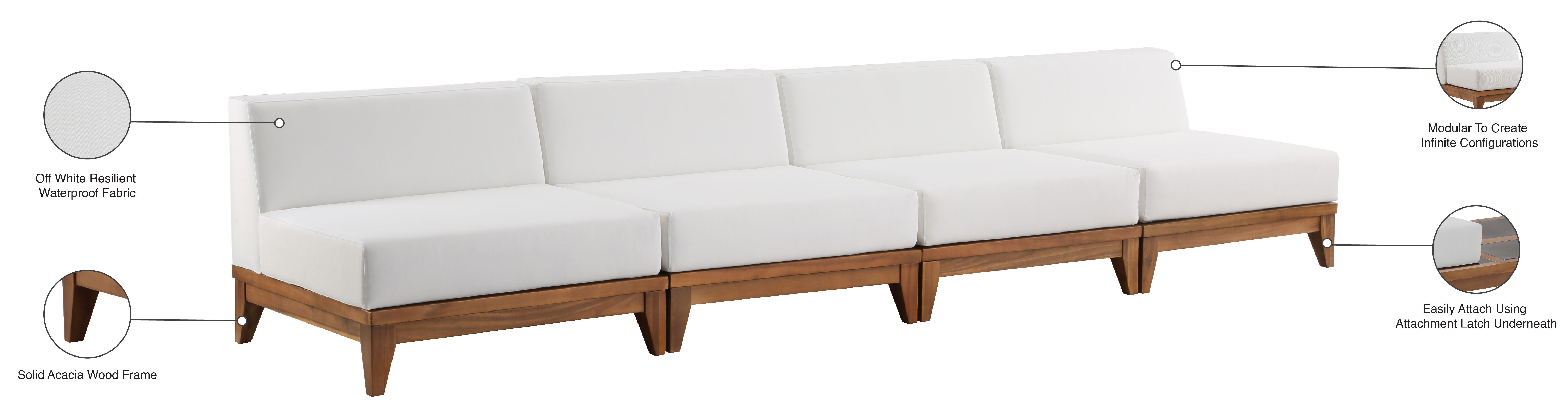 Rio - Modular Sofa 4 Seats - Off White - Fabric - Modern & Contemporary - Premium Sofas from Meridian Furniture - Just $4950! Shop now at brett interiors