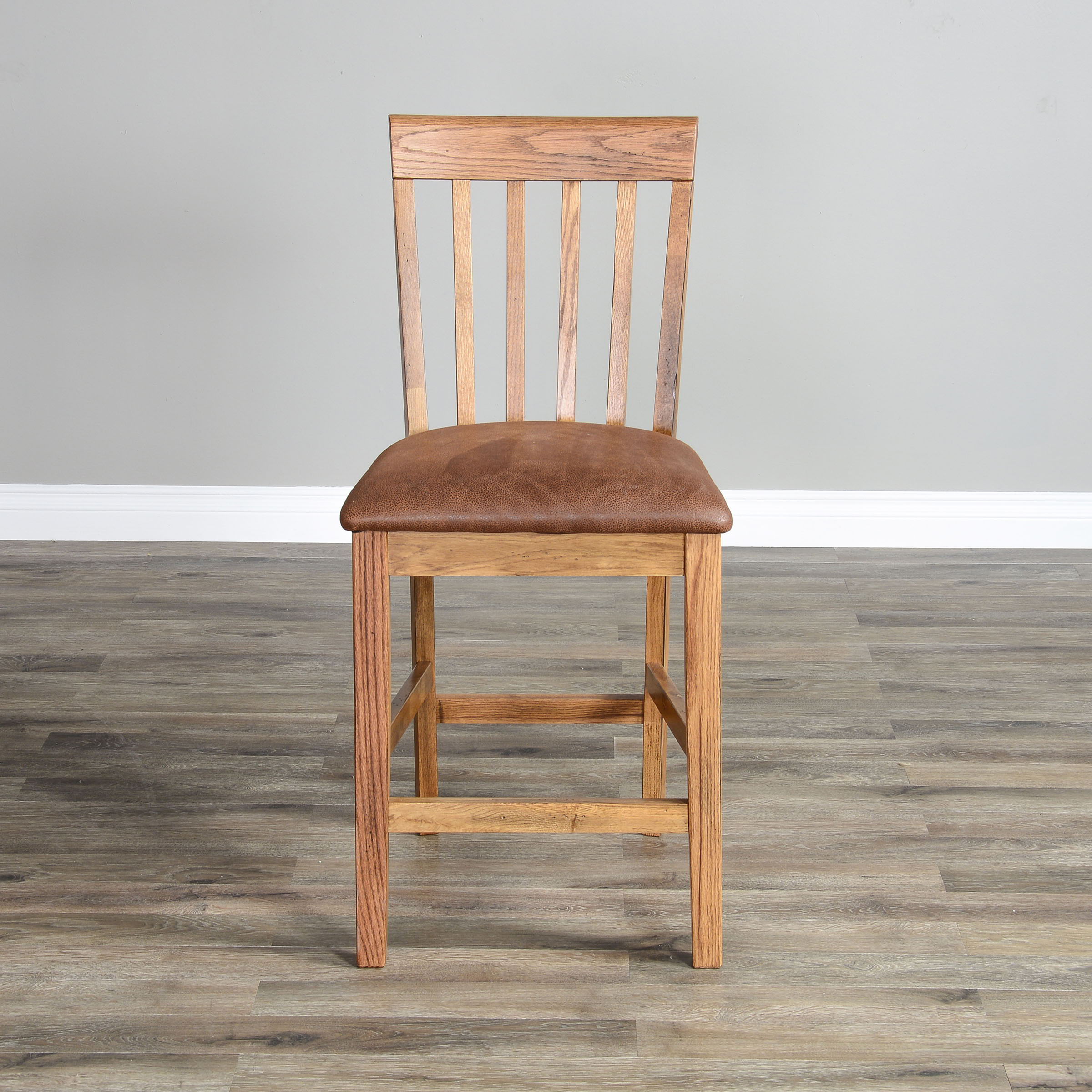 Sedona - Slatback Barstool With Wood Seat - Rustic Oak - Premium Bar Height (28"-30") from Sunny Designs - Just $187! Shop now at brett interiors