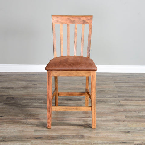 Sedona - Slatback Barstool With Cushion Seat - Rustic Oak - Premium Bar Height (28"-30") from Sunny Designs - Just $191! Shop now at brett interiors