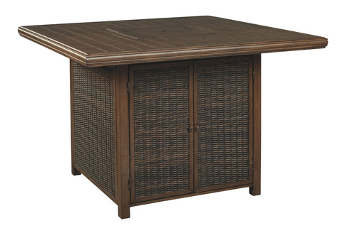 Paradise - Medium Brown - Square Bar Table W/Fire Pit - Premium Fire Pits from Ashley Furniture - Just $1775.50! Shop now at brett interiors