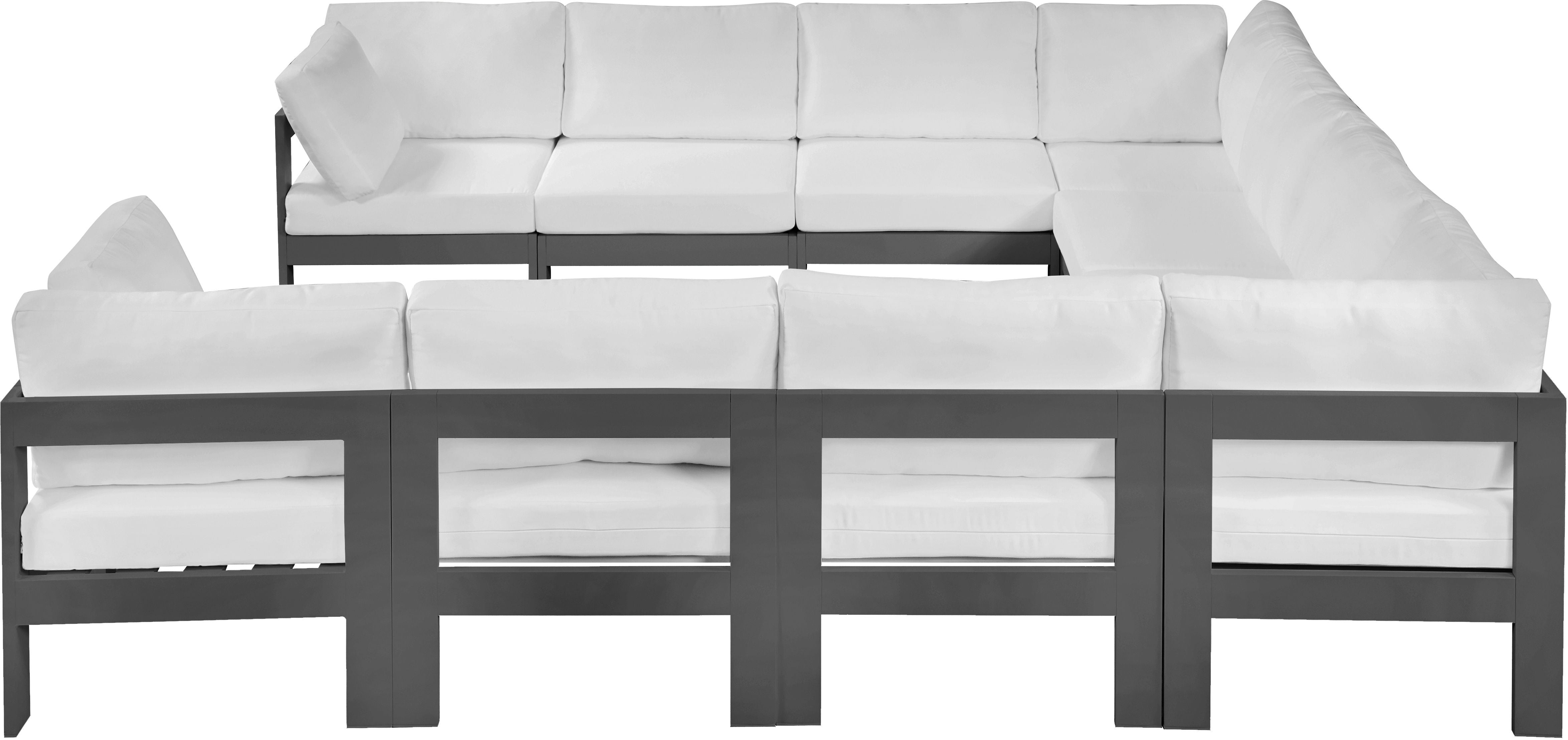 Nizuc - Outdoor Patio Modular Sectional 10 Piece - White - Fabric - Modern & Contemporary - Premium Stationary Sectionals from Meridian Furniture - Just $9025! Shop now at brett interiors