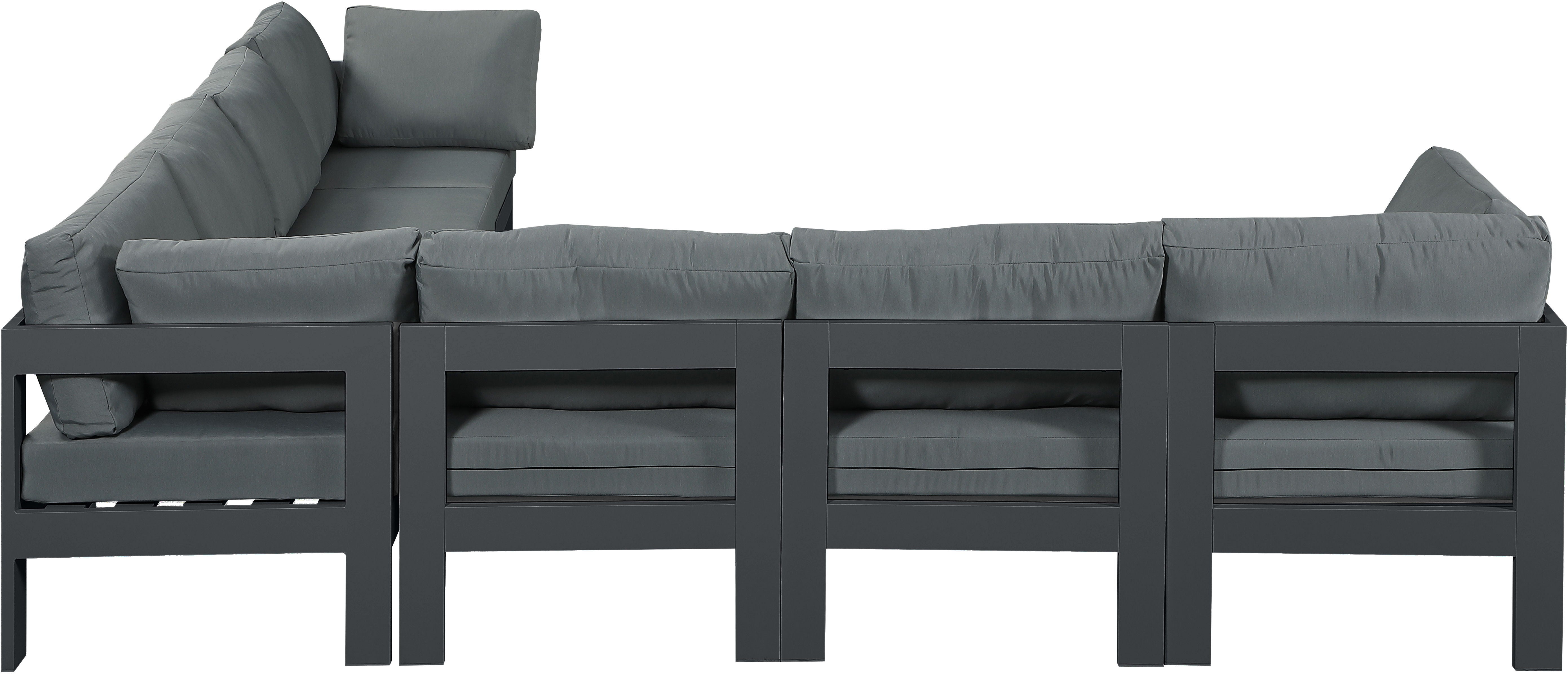 Nizuc - Outdoor Patio Modular Sectional 7 Piece - Gray Dark - Fabric - Premium Stationary Sectionals from Meridian Furniture - Just $6337.50! Shop now at brett interiors