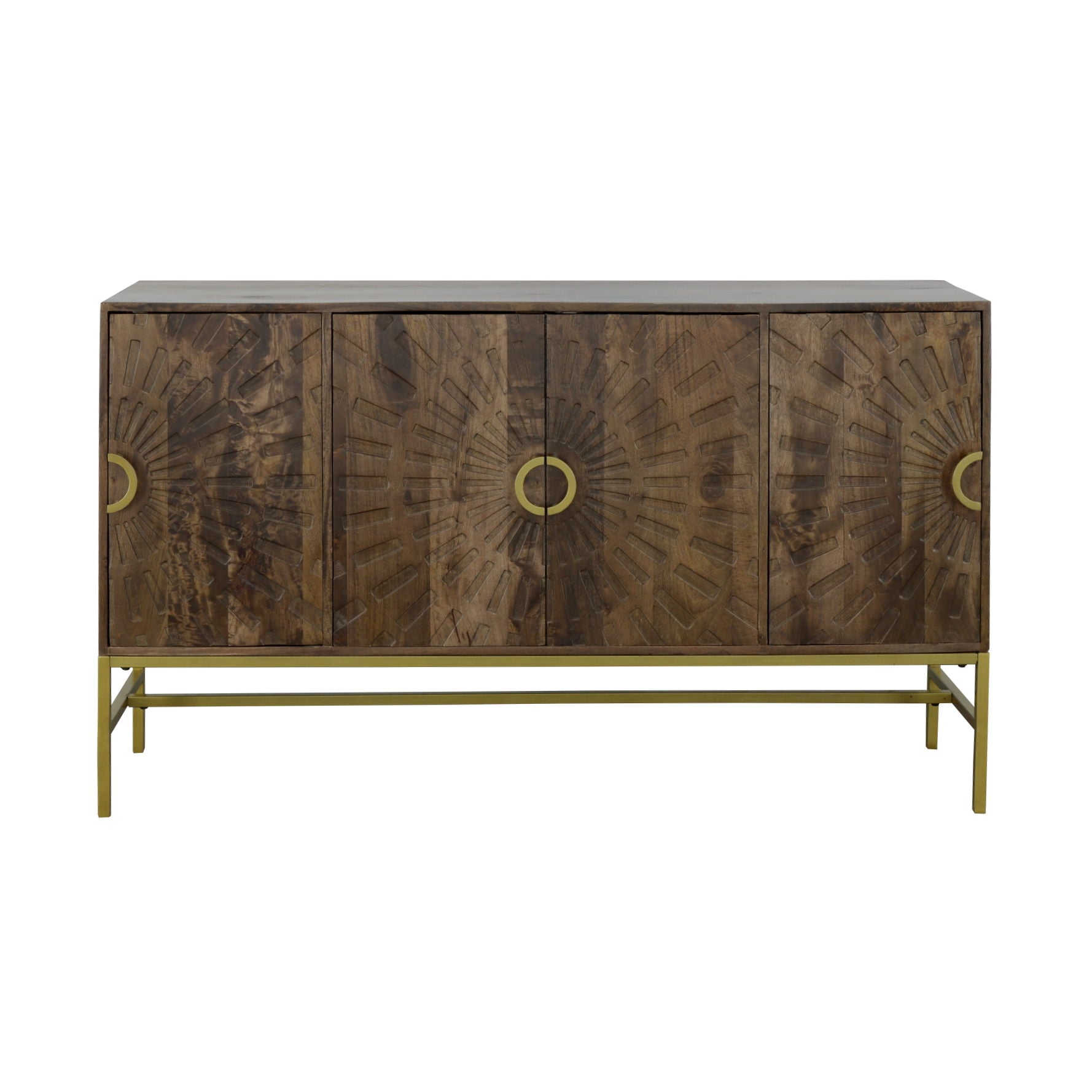 Raelynn - Four Door Credenza - Blazer Brown / Gold - Premium Credenzas from Coast2Coast Home - Just $3300! Shop now at brett interiors