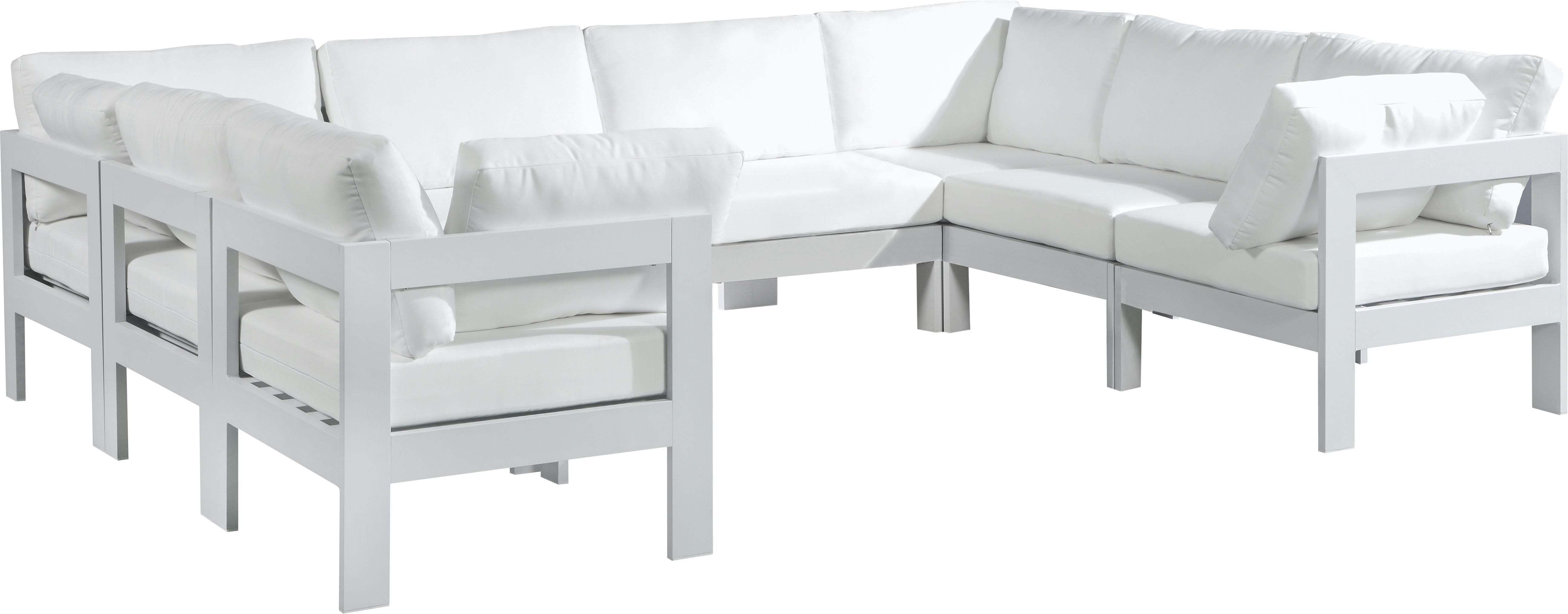 Nizuc - Outdoor Patio Modular Sectional 8 Piece - White - Metal - Premium Stationary Sectionals from Meridian Furniture - Just $7300! Shop now at brett interiors