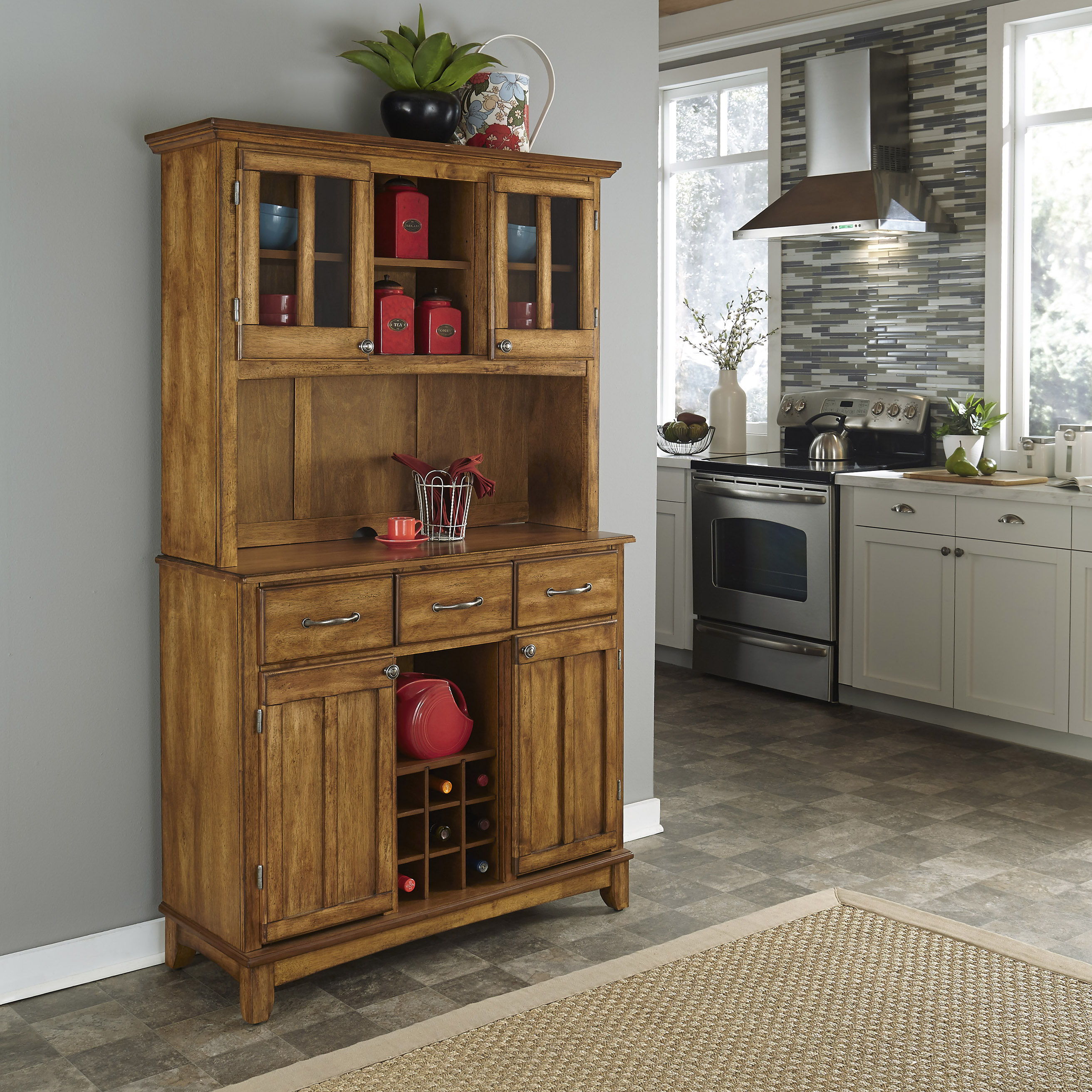 Hampton - Buffet With Hutch - Oak Wood Top - Premium Hutches & Buffets from Homestyles - Just $2249.98! Shop now at brett interiors