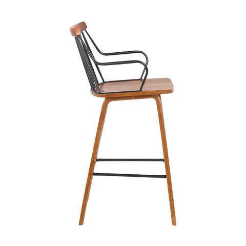 Micah - 26" Modern Counter Height Bar Stool - Walnut / Metal - Premium Counter Height (24"-27") from Armen Living - Just $227.50! Shop now at brett interiors