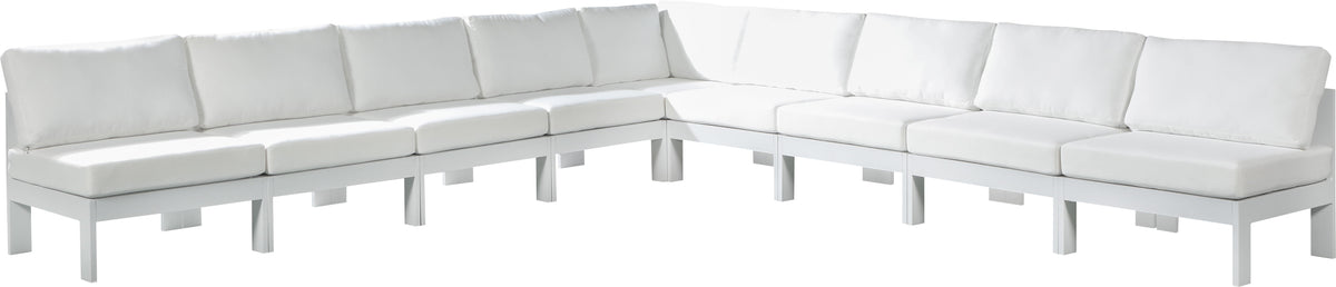 Nizuc - Outdoor Patio Modular Sectional 9 Piece - White - Metal - Premium Stationary Sectionals from Meridian Furniture - Just $7862.50! Shop now at brett interiors