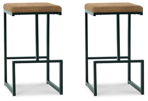 Strumford - Caramel / Black - Tall Uph Barstool (Set of 2) - Premium Stool Sets from Signature Design by Ashley® - Just $265.65! Shop now at brett interiors