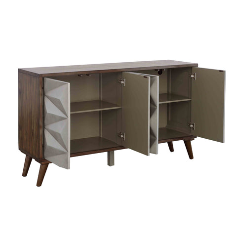 Mt.Rainier - Four Door Credenza - Brown / Silver - Premium Credenzas from Coast2Coast Home - Just $3547.50! Shop now at brett interiors