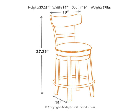 Pinnadel - Swivel Barstool - Premium Counter Height (24"-27") from Ashley Furniture - Just $254.10! Shop now at brett interiors