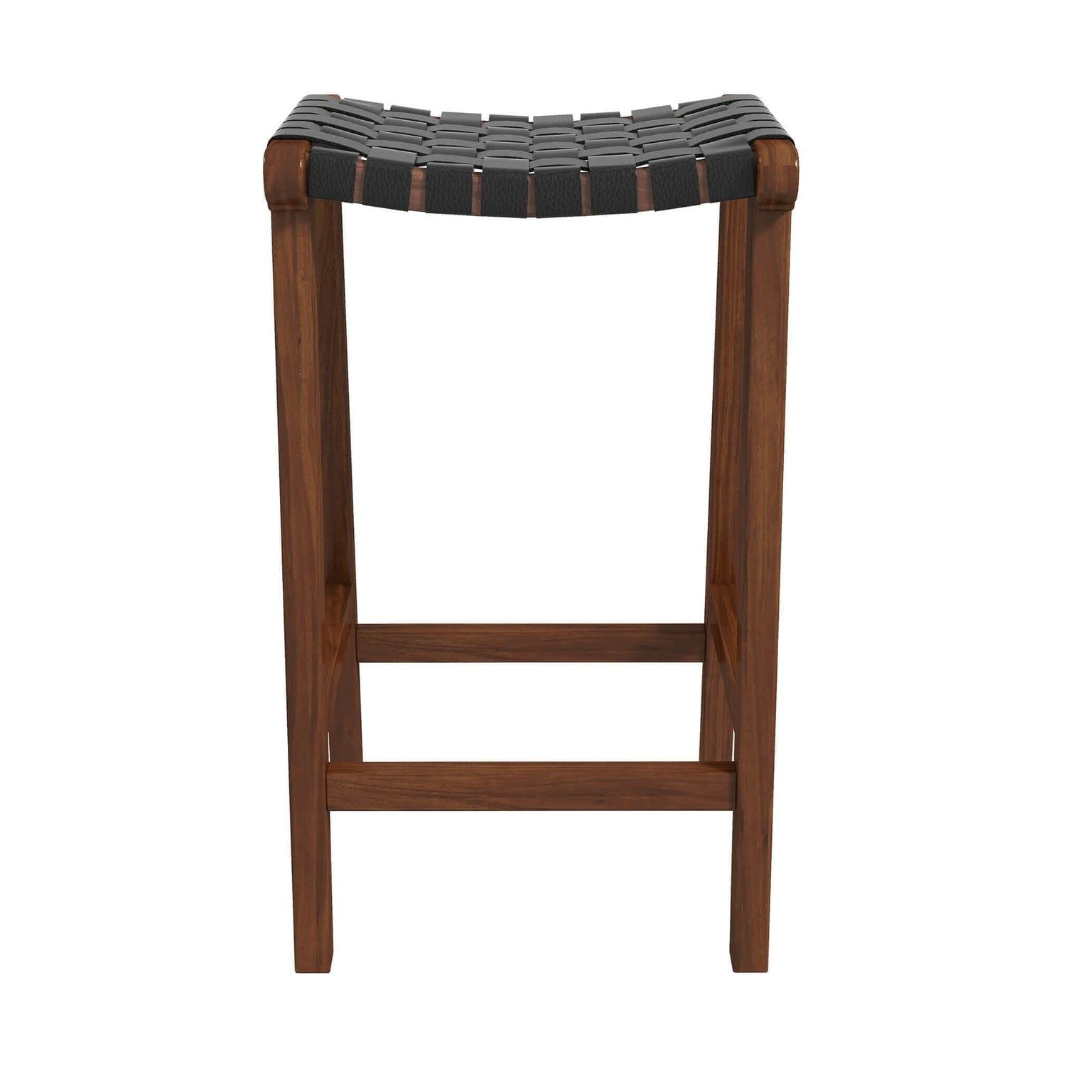 James - Mid-Century Modern Genuine Leather Bar Stool - Black Ashcroft Furniture