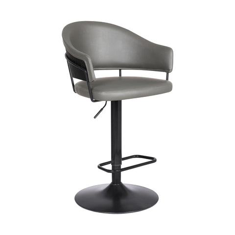 Brody - Adjustable Height Swivel Metal Base Bar Stool - Gray / Black - Premium Adjustable Height from Armen Living - Just $250! Shop now at brett interiors