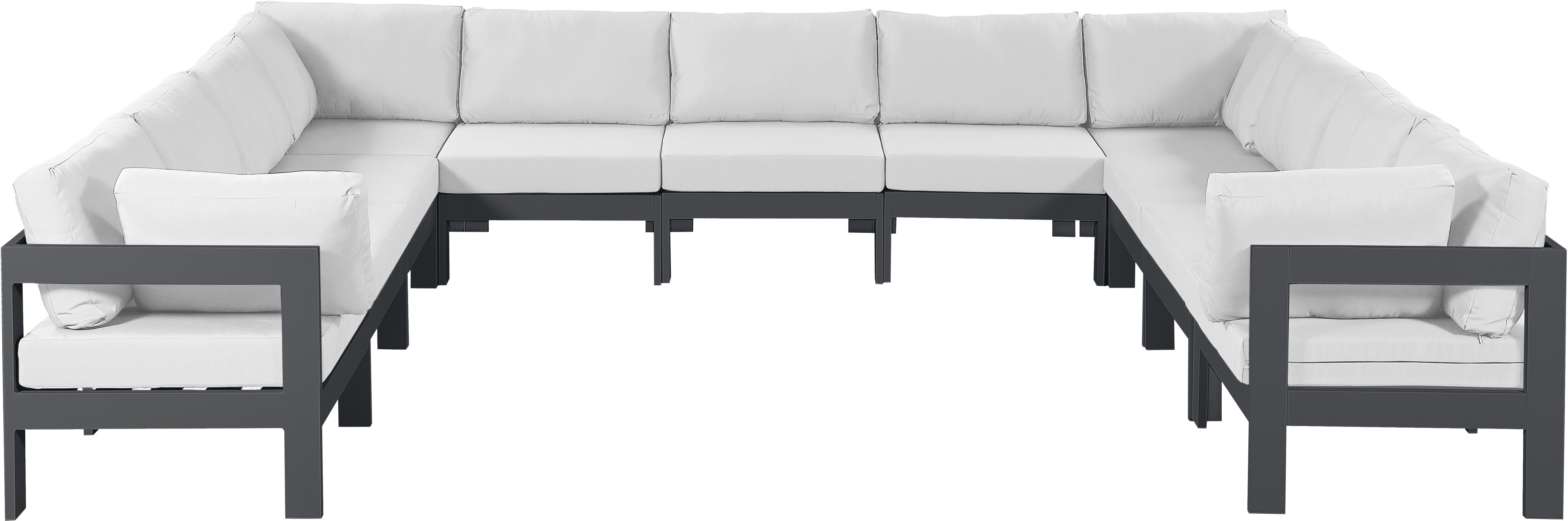 Nizuc - Outdoor Patio Modular Sectional 11 Piece - White - Premium Stationary Sectionals from Meridian Furniture - Just $9887.50! Shop now at brett interiors