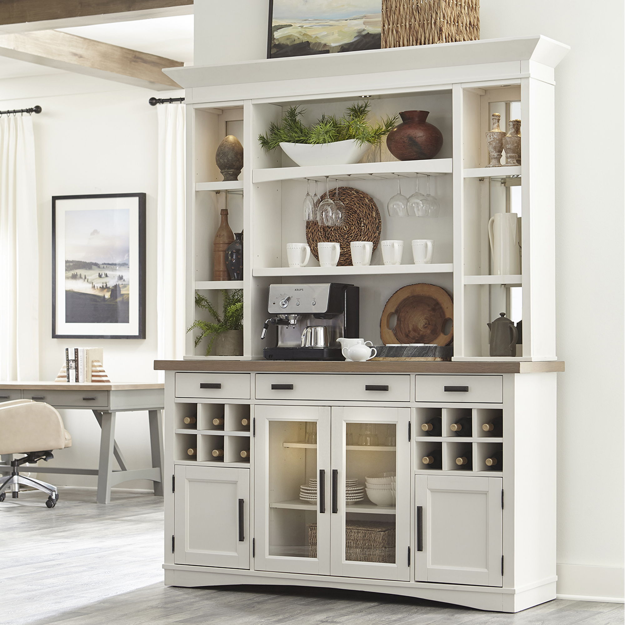 Americana Modern Dining - Buffet and Display Hutch - Cotton - Premium Hutches & Buffets from Parker House - Just $2247.50! Shop now at brett interiors