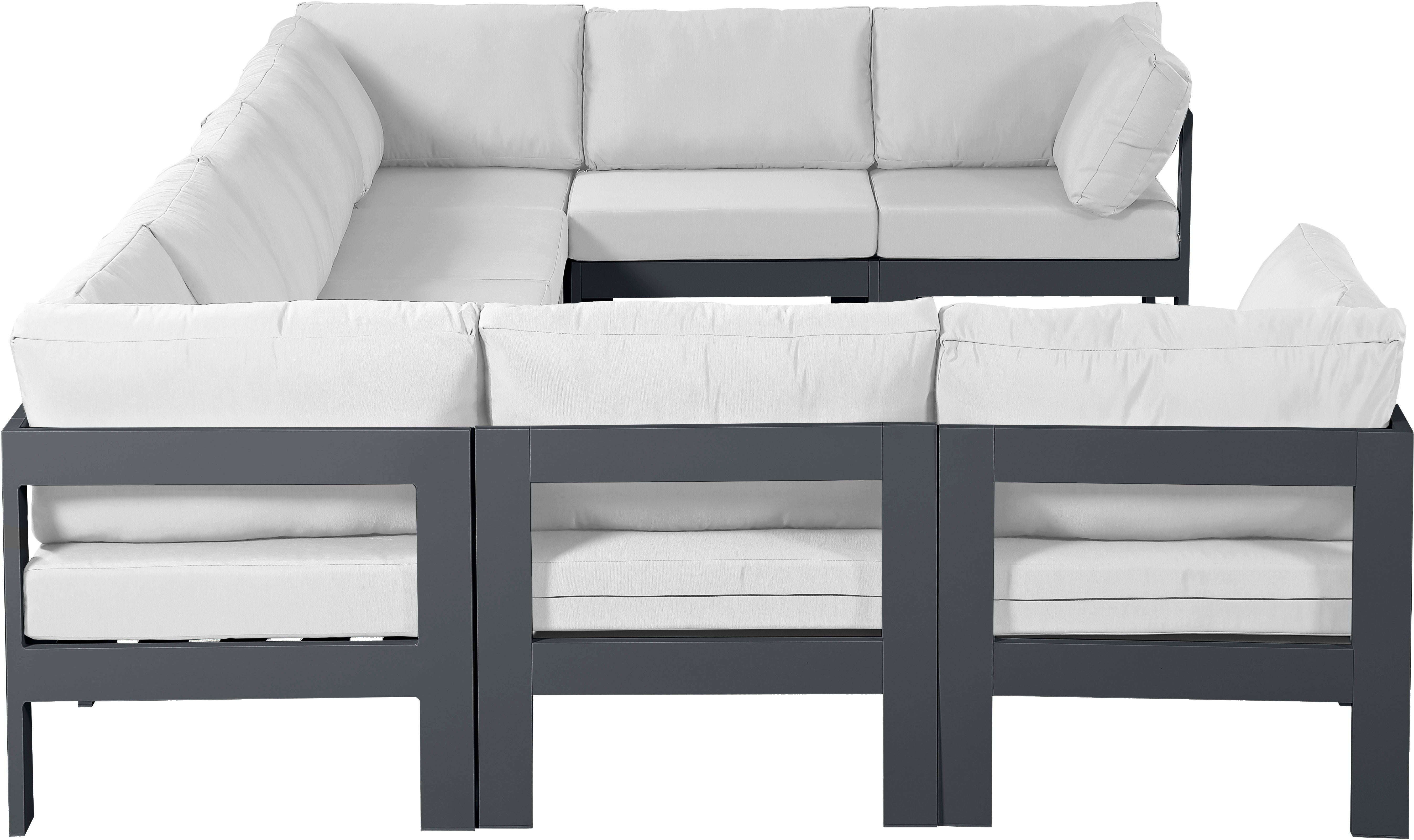 Nizuc - Outdoor Patio Modular Sectional - White - Modern & Contemporary - Premium Stationary Sectionals from Meridian Furniture - Just $8162.50! Shop now at brett interiors