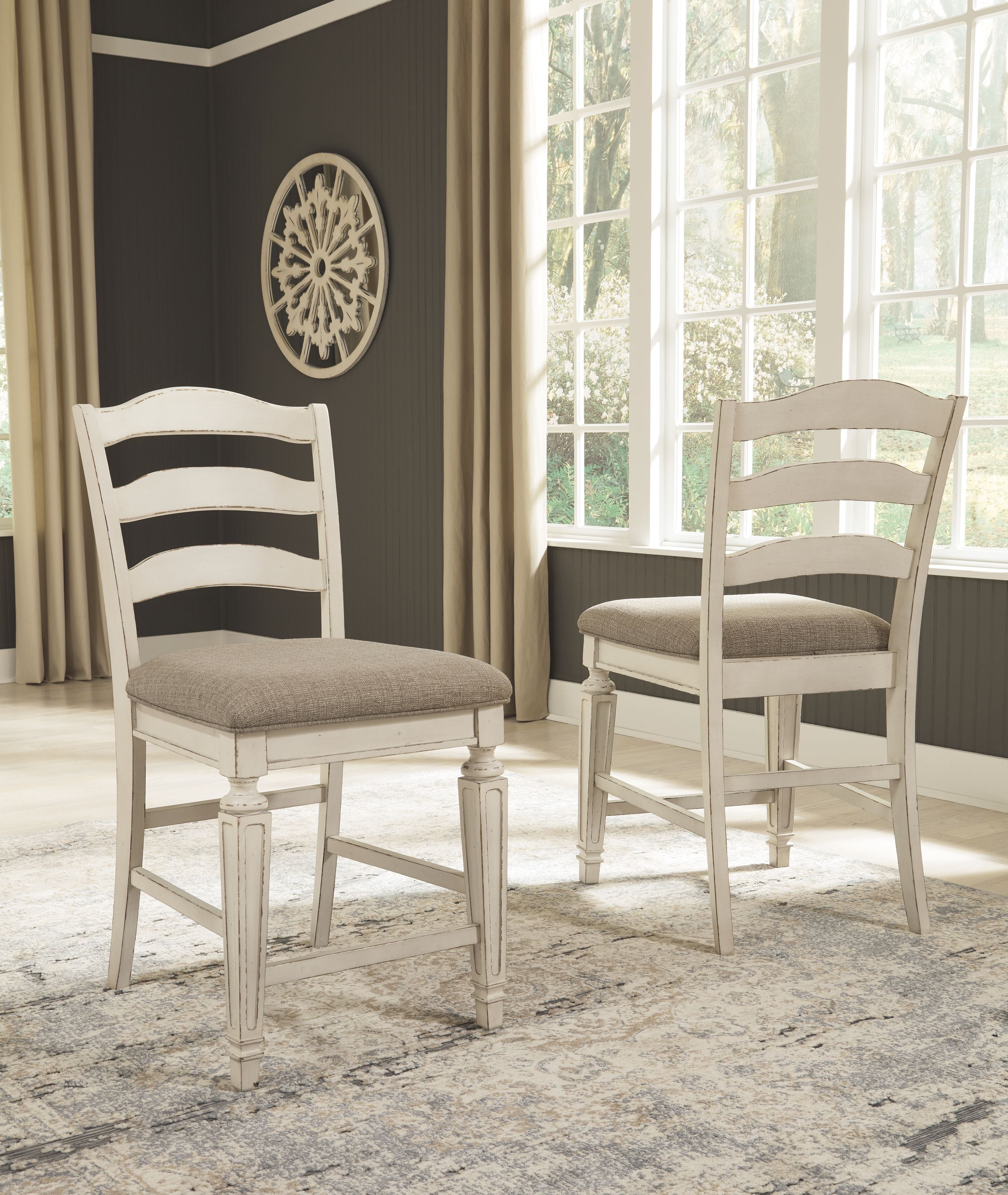 Realyn - Chipped White - Upholstered Barstool (Set of 2) - Premium Stool Sets from Ashley Furniture - Just $236.80! Shop now at brett interiors