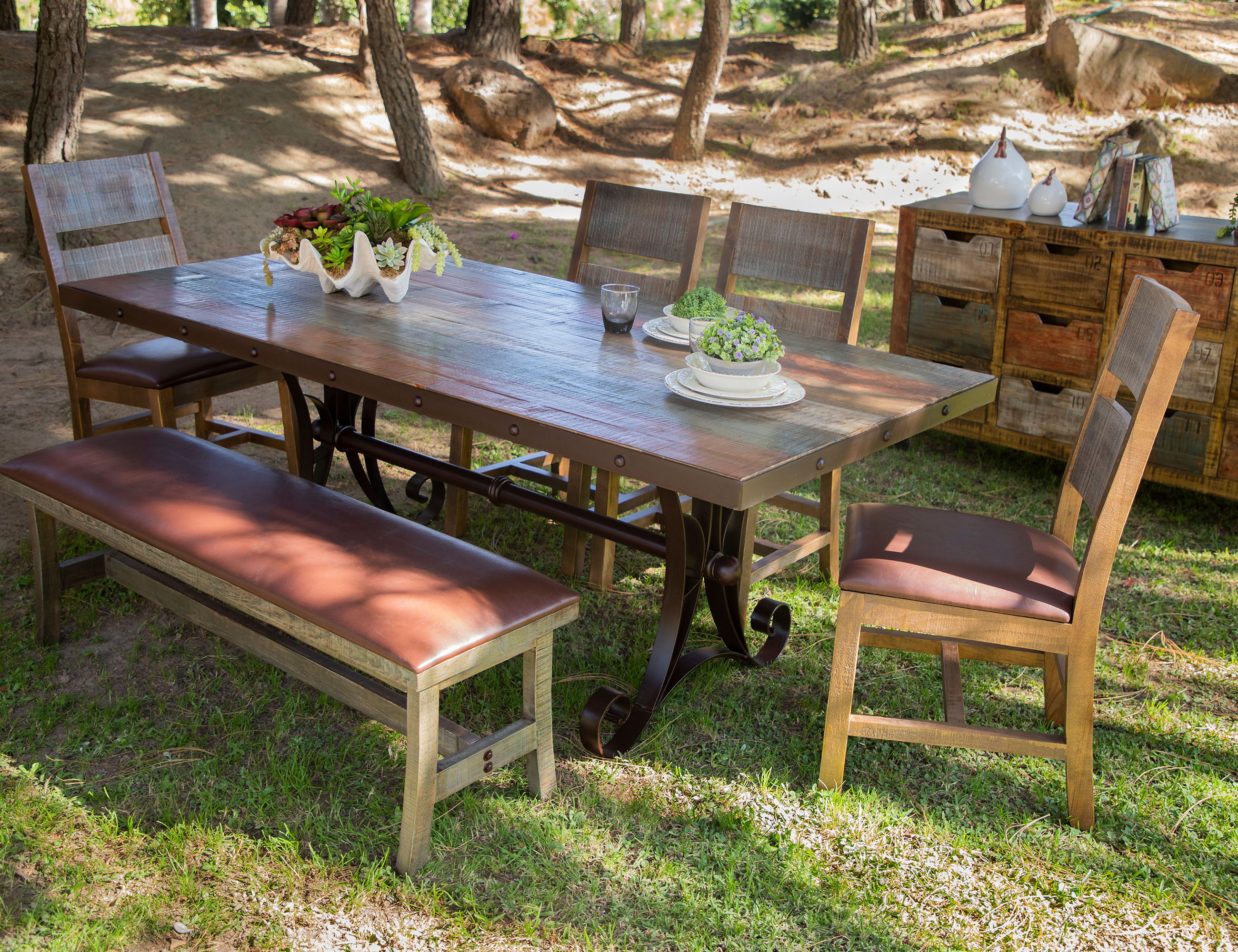 Antique - Table With Iron Base - Multicolor - Premium Dining Tables from International Furniture Direct - Just $1295! Shop now at brett interiors