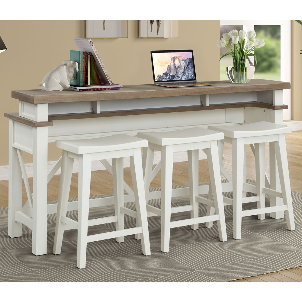 Americana Modern - Everywhere Console with 3 Stools - Cotton - Premium 4 Piece Living Room Sets from Parker House - Just $1122.50! Shop now at brett interiors