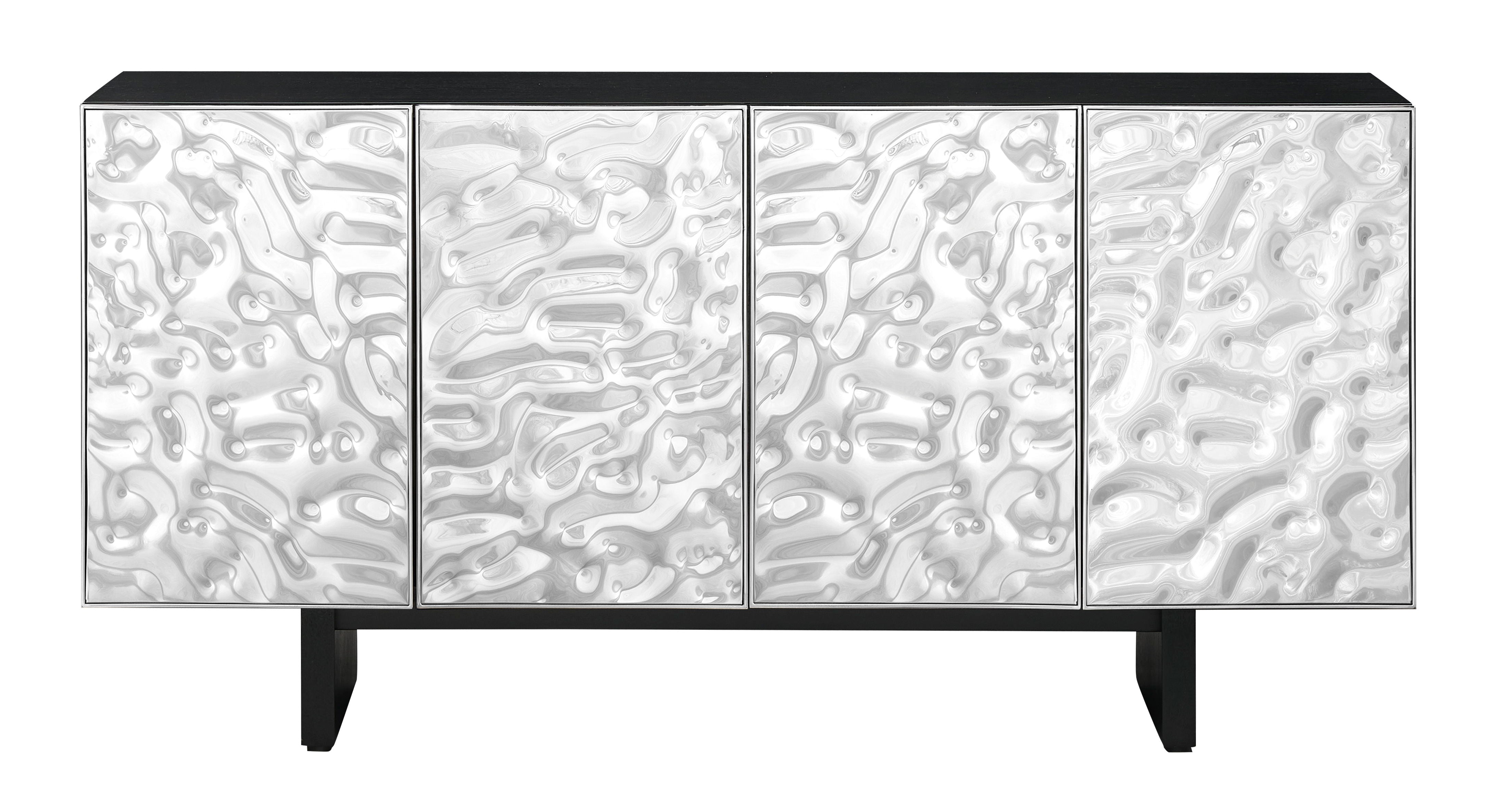 Gunton - Four Door Credenza - Silver / Black - Premium Credenzas from Coast2Coast Home - Just $4537.50! Shop now at brett interiors