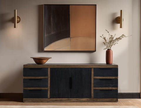 Tuxedo - Console - Satin Black / Brown - Premium TV Stands from International Furniture Direct - Just $1587.50! Shop now at brett interiors