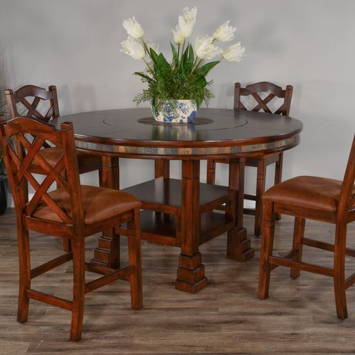 Santa Fe - 60" Round Table With Lazy Susan - Dark Brown - Premium Dining Tables from Sunny Designs - Just $1383! Shop now at brett interiors