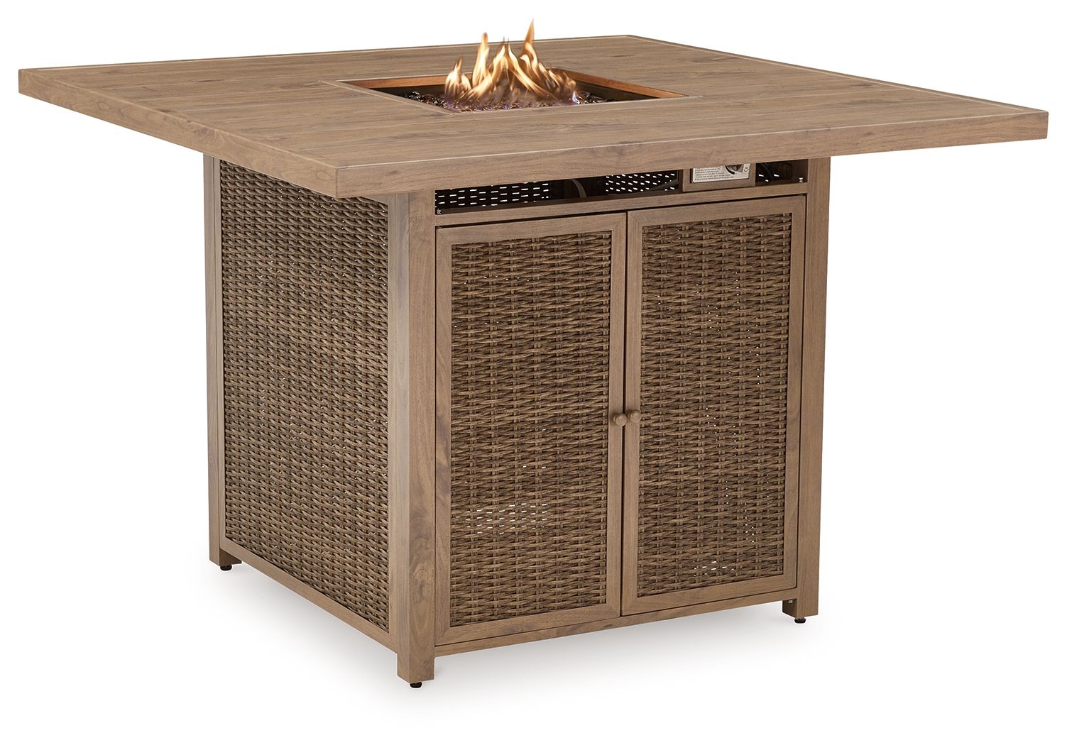 Walton Bridge - Driftwood - Square Bar Table W/Fire Pit - Premium Bar Tables from Signature Design by Ashley® - Just $2101.45! Shop now at brett interiors