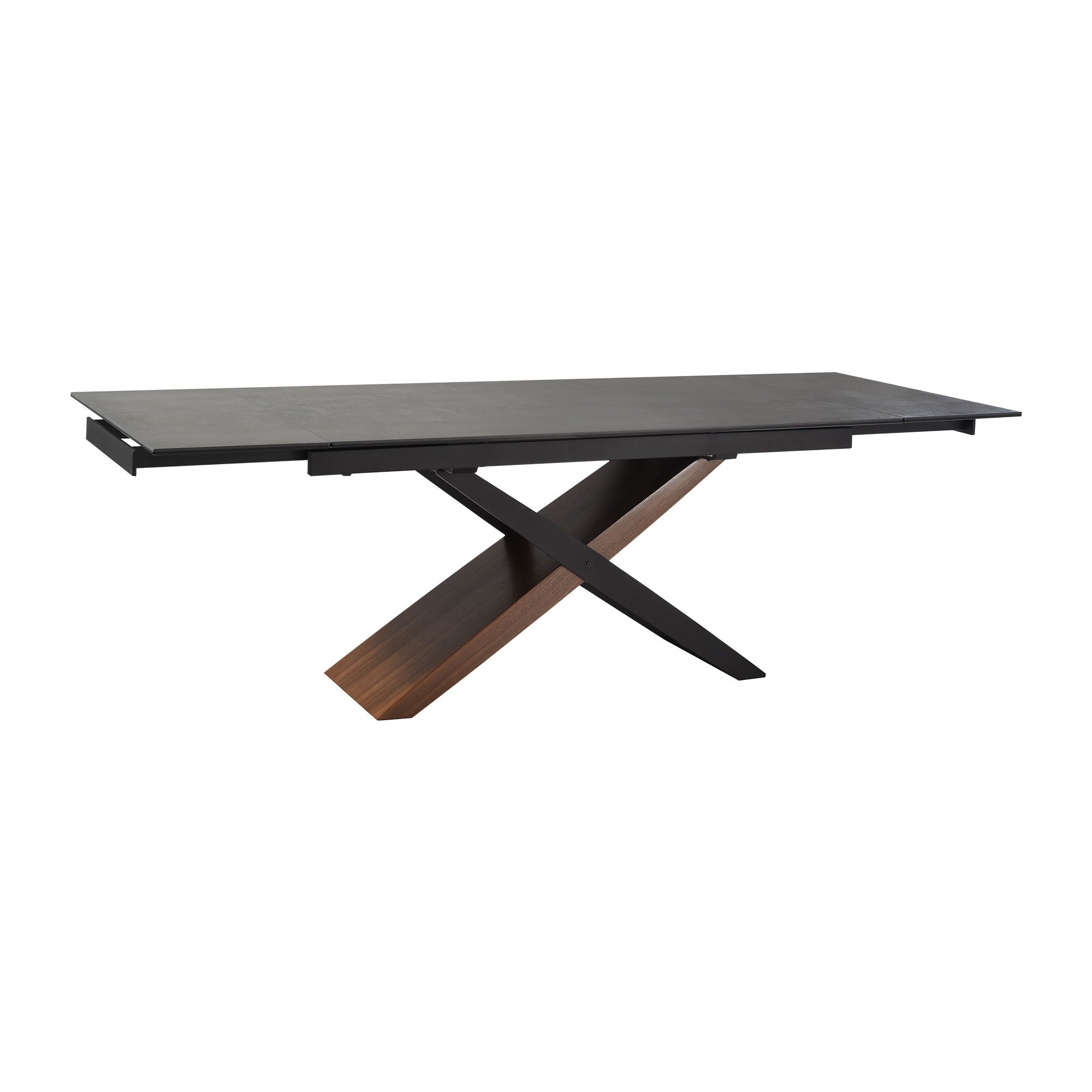 Milena - Extendable Dining Table Stone And Wood - Gray / Black - Premium Dining Tables with Extensions from Armen Living - Just $2640! Shop now at brett interiors