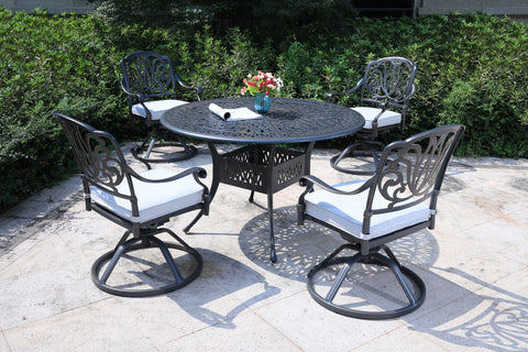 Round 48.03" Long Aluminum Dining Set With Cushions - Premium 5 Piece Outdoor Sets from Gather Craft - Just $2408! Shop now at brett interiors