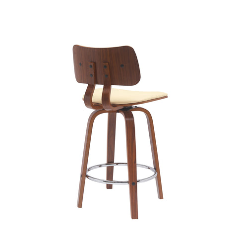 Pico - Swivel Walnut Wood Faux Leather Stool - Premium Counter Height (24"-27") from Armen Living - Just $205! Shop now at brett interiors