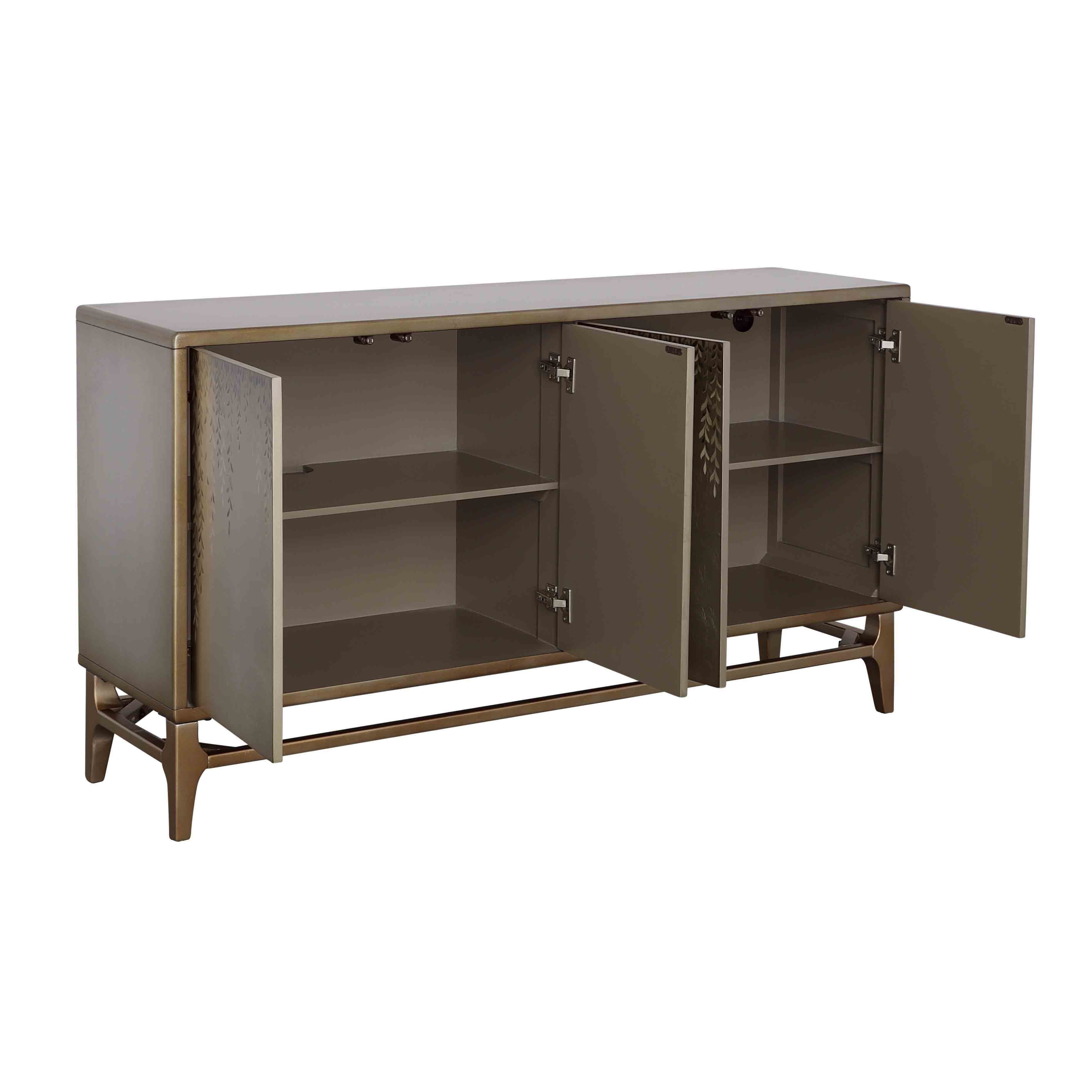 Dreamscape - Four Door Credenza - Gold / Silverleaf - Premium Credenzas from Coast2Coast Home - Just $3547.50! Shop now at brett interiors