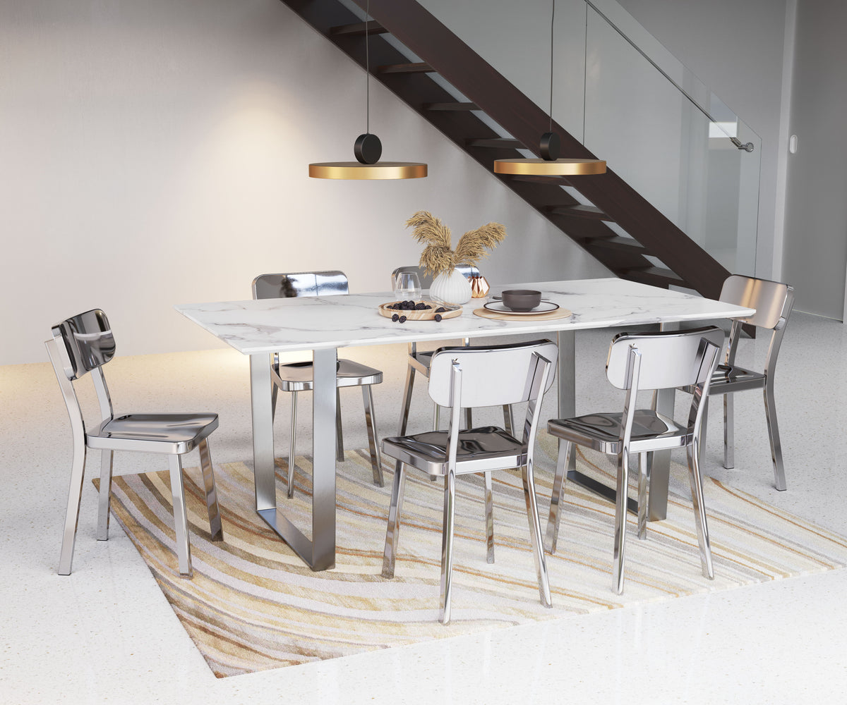 Atlas - Dining Table - White / Silver - Premium Dining Tables from Zuo Modern - Just $2675! Shop now at brett interiors