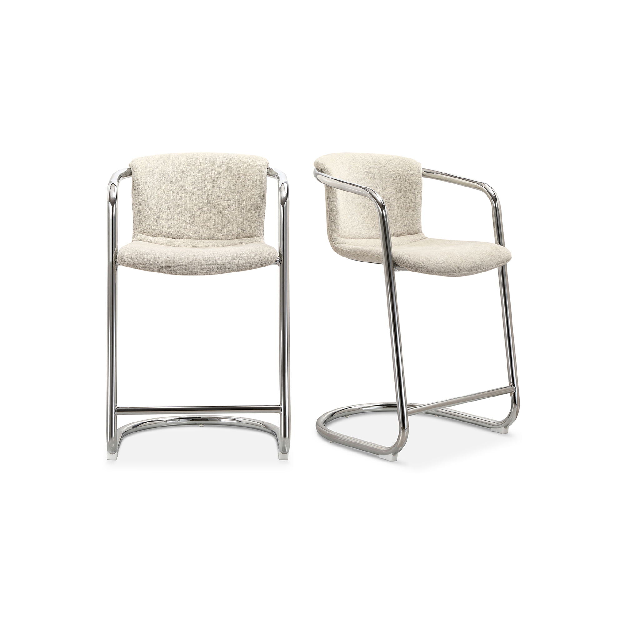 Freeman - Chrome Frame Counter Stool Blended Cream (Set of 2) - Blended Cream - Premium Stool Sets from Moe's Home Collection - Just $2872.50! Shop now at brett interiors