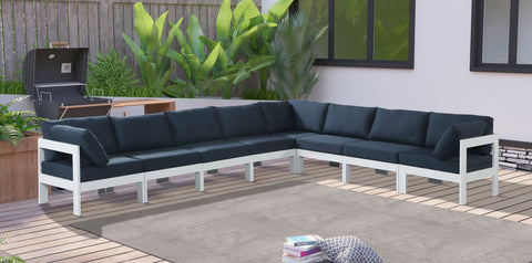 Nizuc - Outdoor Patio Modular Sectional 8 Piece - Navy - Fabric - Premium Stationary Sectionals from Meridian Furniture - Just $7200! Shop now at brett interiors